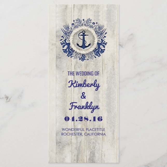 Rustic Driftwood Beach Wedding Program (Framsida)