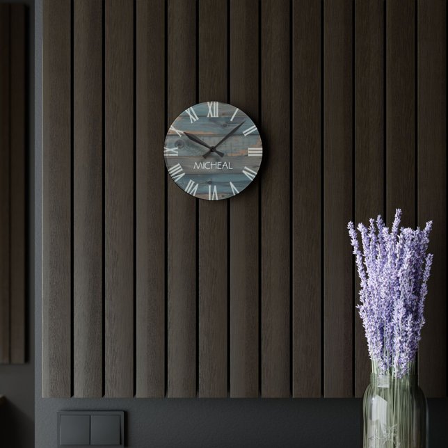 Rustic Driftwood Clock Monogram Personlig Stor Klocka (Skapare uppladdad)