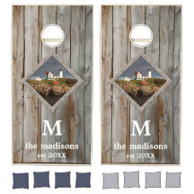 Rustic Driftwood Monogram Anpassningsbar Photo Lig