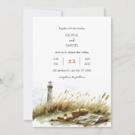 Rustic Dune Picnic och Lighthouse Beach Wedding Inbjudningar
