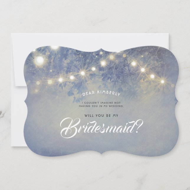 Rustic Dusty Blue blir min bridesmaid Inbjudningar (Framsida)