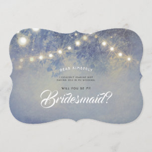 Rustic Dusty Blue blir min bridesmaid Inbjudningar