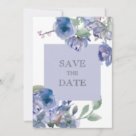 Rustic Dusty Blue Blommigt Bröllop Spara Datumet