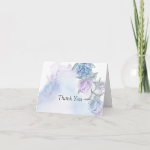 Rustic Dusty Blue Blommigt Vattenfärg Tack Kort