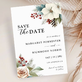 Rustic Dusty Blue Blommigt Winter Wedding Inbjudningar