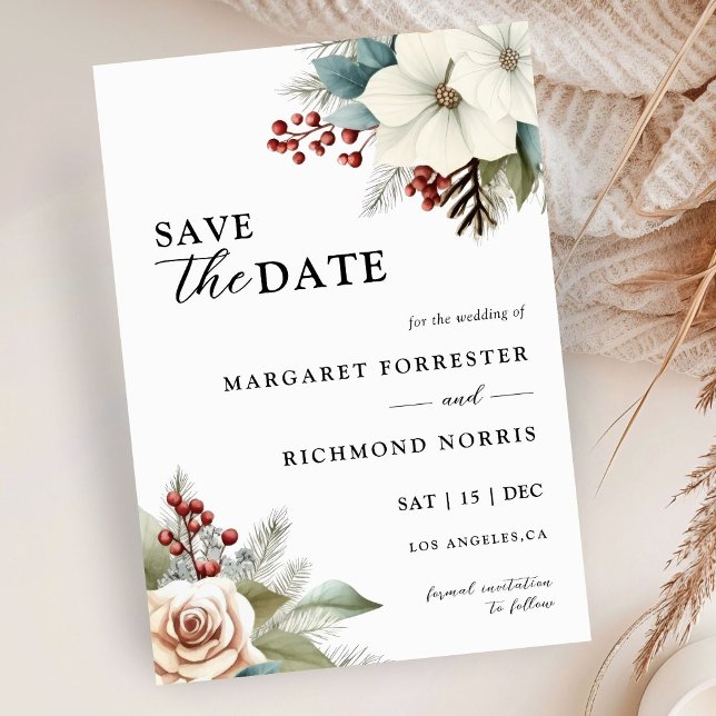 Rustic Dusty Blue Blommigt Winter Wedding Inbjudningar (Skapare uppladdad)