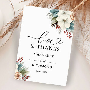 Rustic Dusty Blue Blommigt Winter Wedding Tack Kort