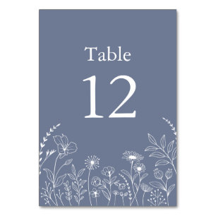 Rustic Dusty Blue Boho Wildblommor Bordsnummer