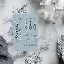 Rustic Dusty Blue Bridal Shower Recipe Tilläggskort