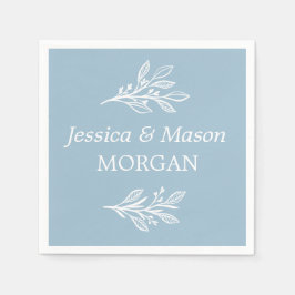 Rustic Dusty Blue Bröllop Cocktail Napkin Pappersservett