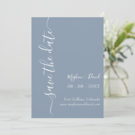 Rustic Dusty Blue Elegant Modern Spara Datumet