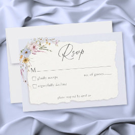 Rustic Dusty Blue Romantic Wildflower Wedding OSA Kort