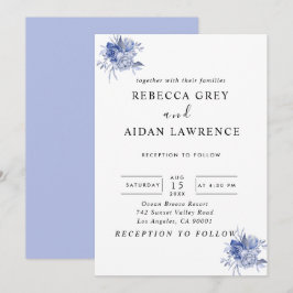 rustic dusty blue roses and other flowers inbjudningar