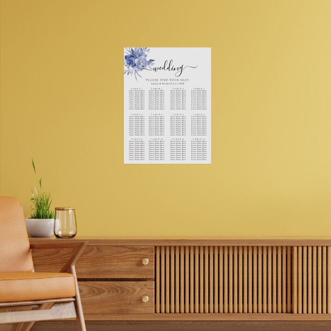 rustic dusty blue roses and other flowers poster (Vardagsrum 2)