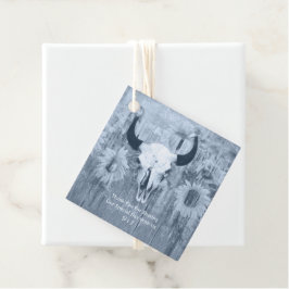 Rustic Dusty Blue SunblommBull Skull Gåvor Etiketter