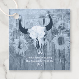 Rustic Dusty Blue SunblommBull Skull Gåvor Etiketter