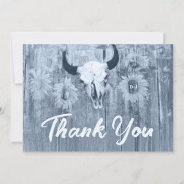 Rustic Dusty Blue SunblommBull Skull Tack Kort