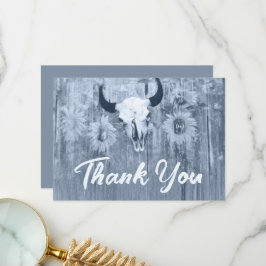 Rustic Dusty Blue SunblommBull Skull Tack Kort