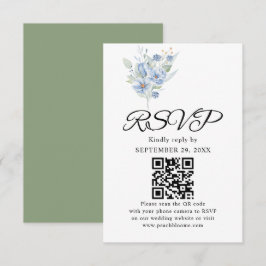 rustic dusty blue watercolor flowers & leaves OSA kort