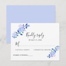 rustic dusty blue watercolor-style flower & leaves