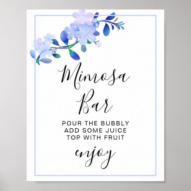 rustic dusty blue watercolor-style flower & leaves poster (Framsidan)