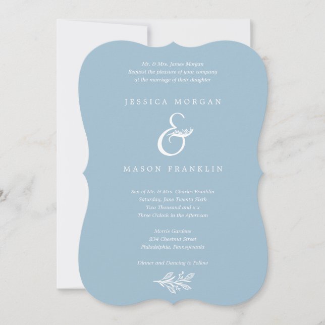 Rustic Dusty Blue Wedding bjudande Inbjudningar (Framsida)