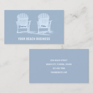Rustic Dusty Blue White Adirondack Beach-stolar Visitkort