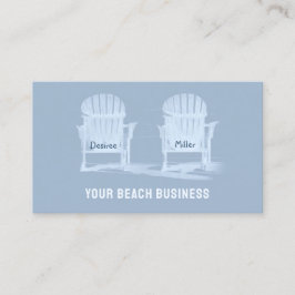Rustic Dusty Blue White Adirondack Beach-stolar Visitkort