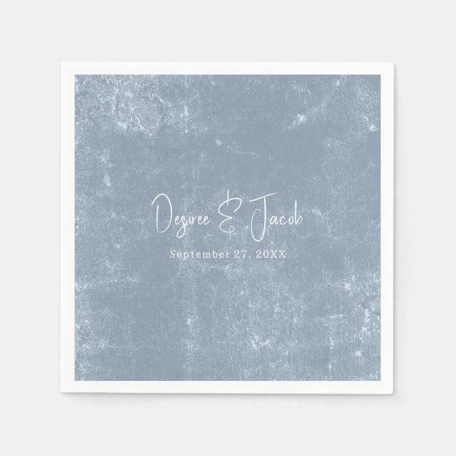 Rustic Dusty Blue White Trendig Simple Struktur Pappersservett (Framsidan)