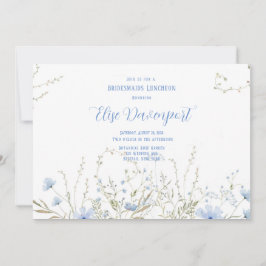 Rustic Dusty Blue Wildblommor Bridesmaids Luncheon Inbjudningar