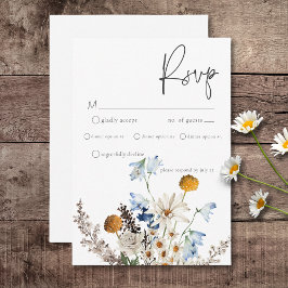 Rustic Dusty Blue Wildblommor & Daisy Middag OSA Kort