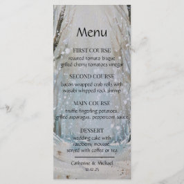 Rustic Dusty Blue Winter Forest Watercolor Bröllop Meny