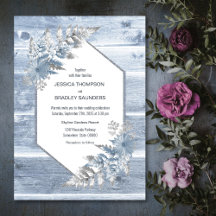 Rustic Dusty Blue Wood Botanical Bröllop