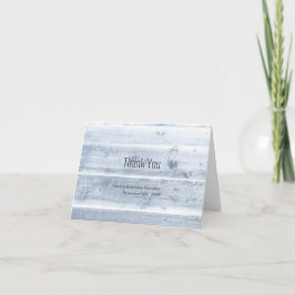 Rustic Dusty Blue Wood Bröllop Tack Kort