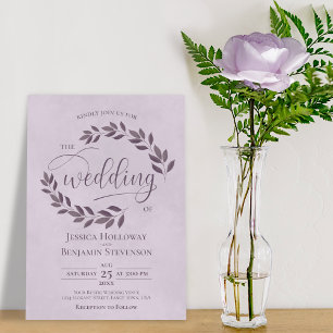 Rustic Dusty Lila Löv Elegant Lilac Bröllop Inbjudningar