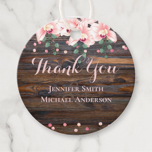 Rustic Dusty Ro Rosa Blommigt Bröllop Gåvor Etiketter (Framsida)