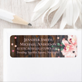 Rustic Dusty Ro Rosa Blommigt Bröllop Returadress Etikett