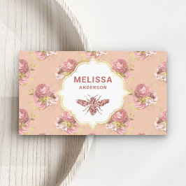 Rustic Dusty Rosa Blommigt Ro Guld honungsbin Visitkort