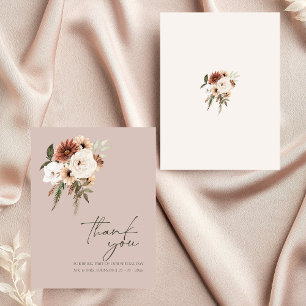 Rustic Dusty Rosa Grönt Blommigt Bröllop Tack Kort