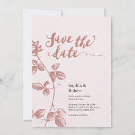 Rustic Dusty Rosa Whimsical Blommigt Bröllop Spara Datumet