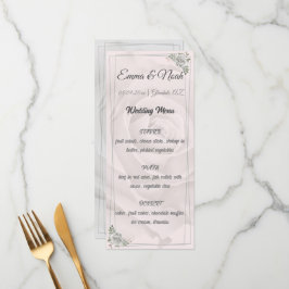 Rustic Dusty Vit ros Flat Menu Meny