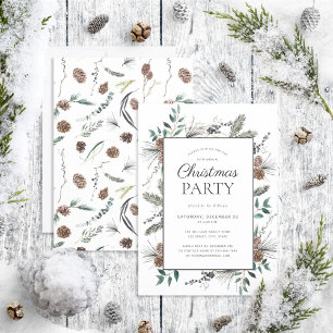 Rustic Dusty Winter Watercolor jul Party Inbjudningar