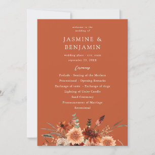 Rustic Earth & Champagne Blommigt Bröllopsprogram Inbjudningar