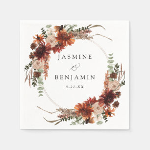 Rustic Earth & Champagne Blommigt Namn v3 Pappersservett
