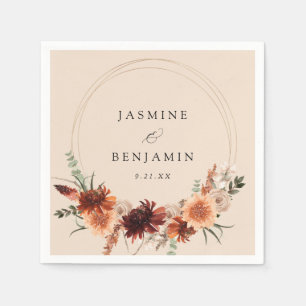 Rustic Earth & Champagne Blommigtarna Namn-Beige Pappersservett