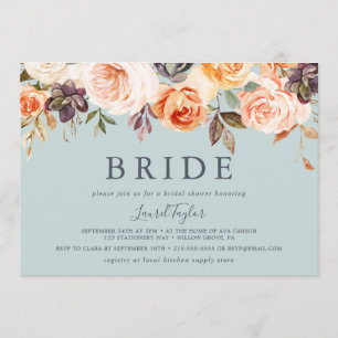 Rustic Earth Mint Vågrät Bride Möhippa Inbjudningar