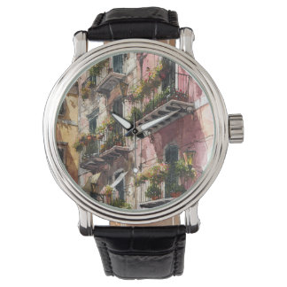 Rustic Earth Tones Balcony Scene Watch Armbandsur