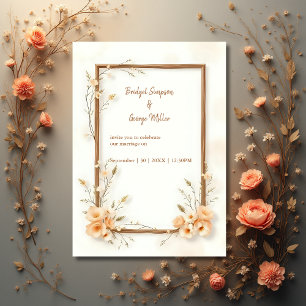 Rustic Earthy Blommigt Harmony Bröllop Inbjudningar