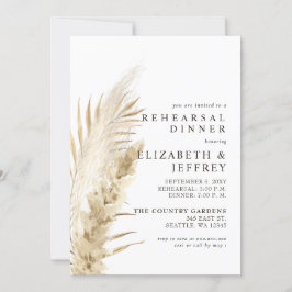 Rustic Earthy Boho Pampas Rehearsal Dinner Invita Inbjudningar