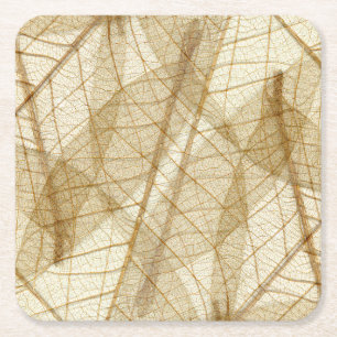 Rustic Earthy Cream Beige Lövs Underlägg Papper Kvadrat